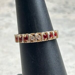 Elegant Anniversary Ring Gold Plated Pure Silver Ring Simulated Rubies with CZ